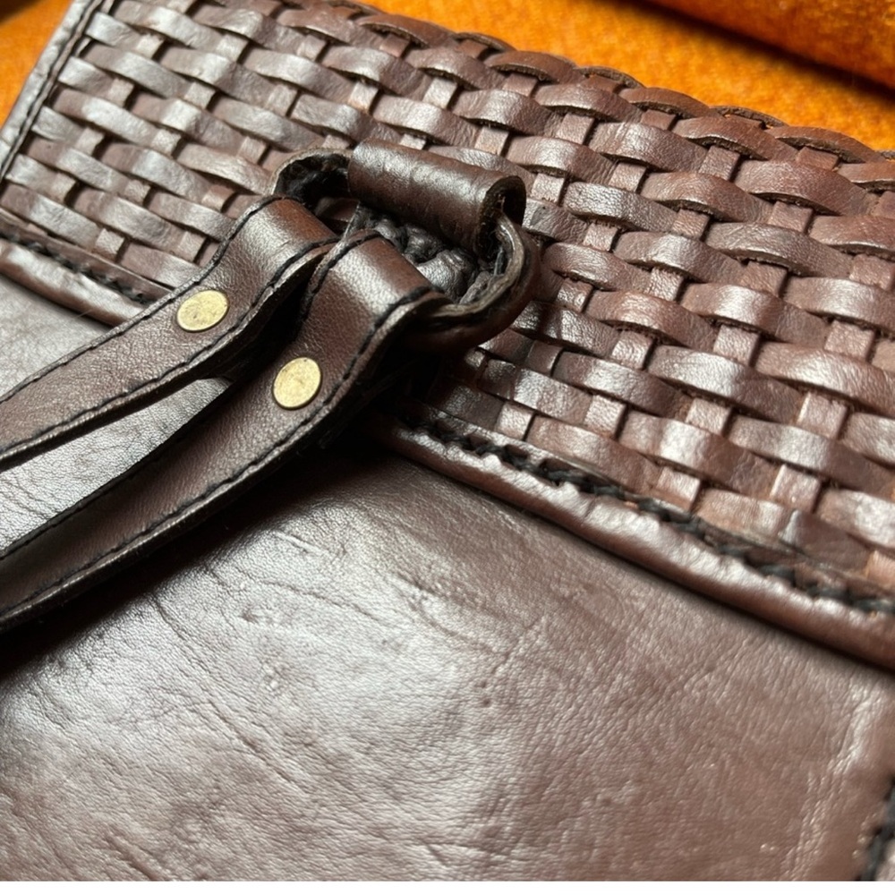 LEATHER Basketweave Rucksack Backpack - Picture 8 of 14